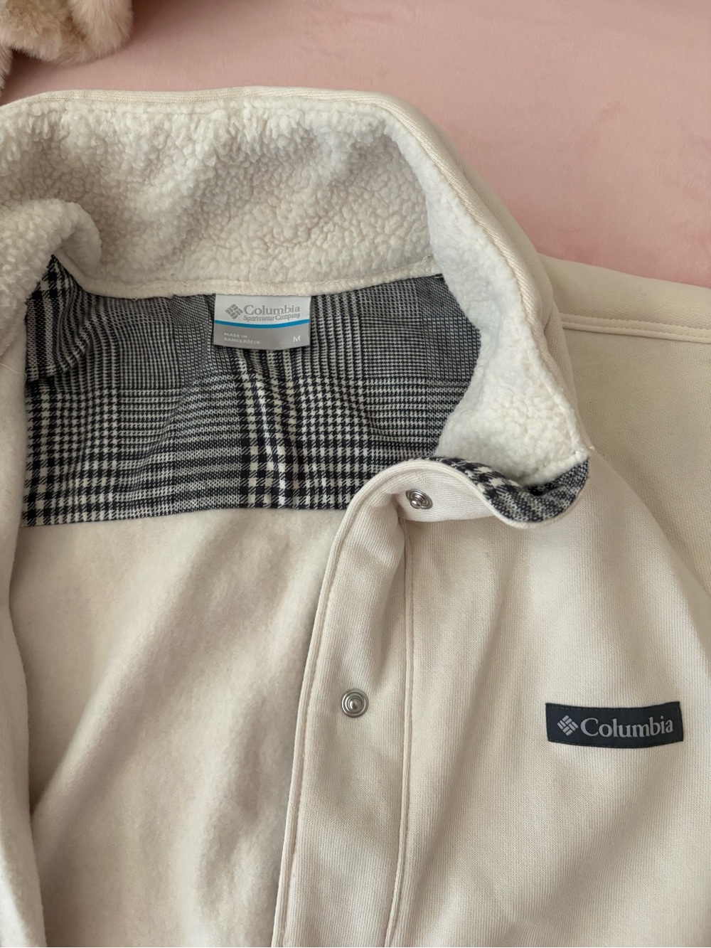 Columbia Ivory and Plaid Sweater / Jacket Medium